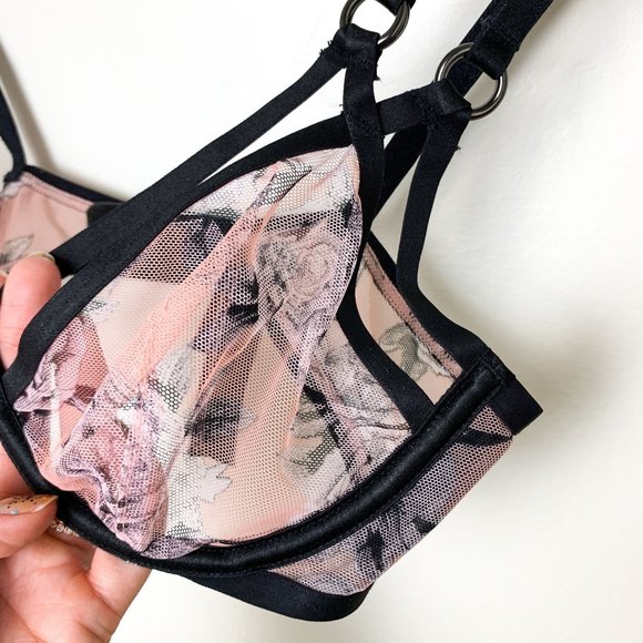 Victoria Secret very sexy unlined plunge pink floral double strap bra 34C - Picture 6 of 6